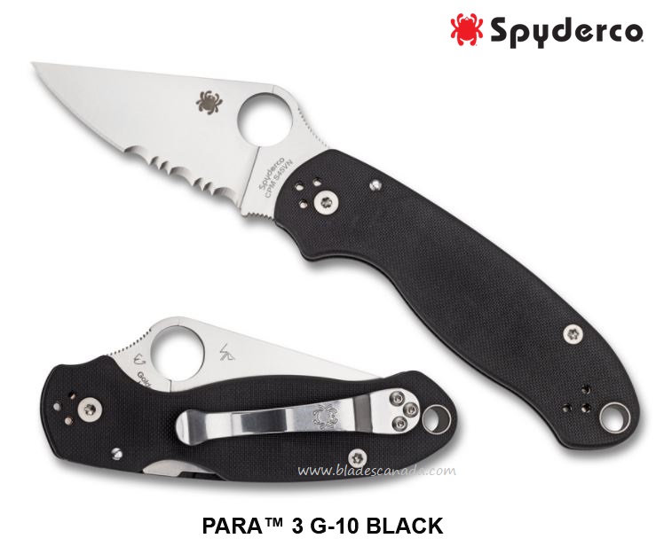Spyderco Para 3 Compression Lock Folding Knife, CPM S30V, G10 Black, C223GPS
