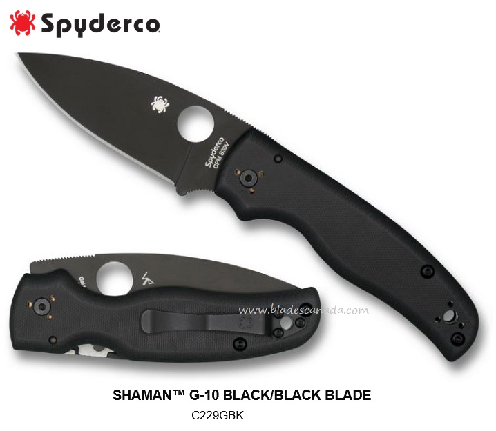 Spyderco Shaman Compression Lock Folding Knife, CPM S30V, G10 Black, C229GPBK