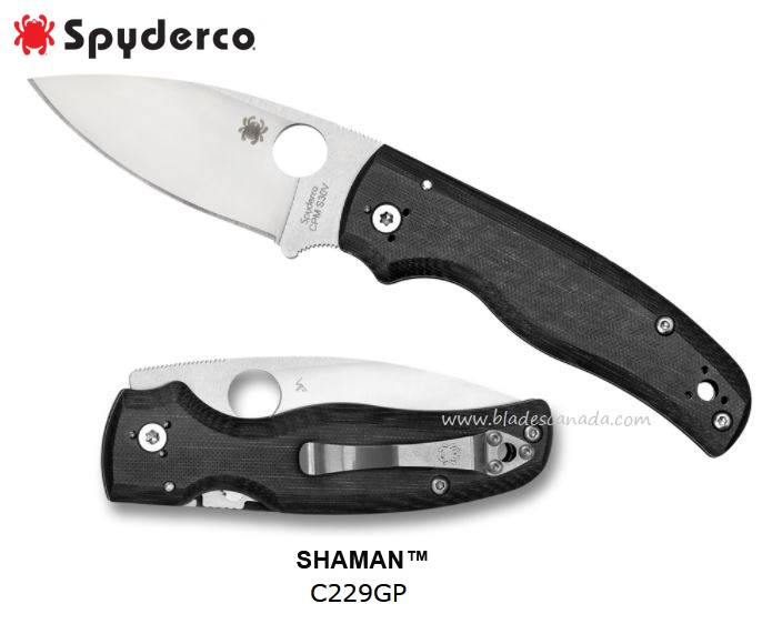 Spyderco Shaman Compression Lock Folding Knife, S30V, G10 Black, C229GP