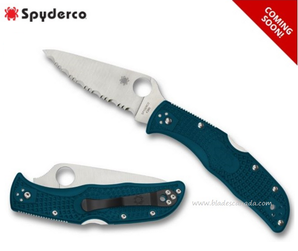 (Coming Soon) Spyderco Endela Folding Knife, K390, FRN Blue, C243FSK390