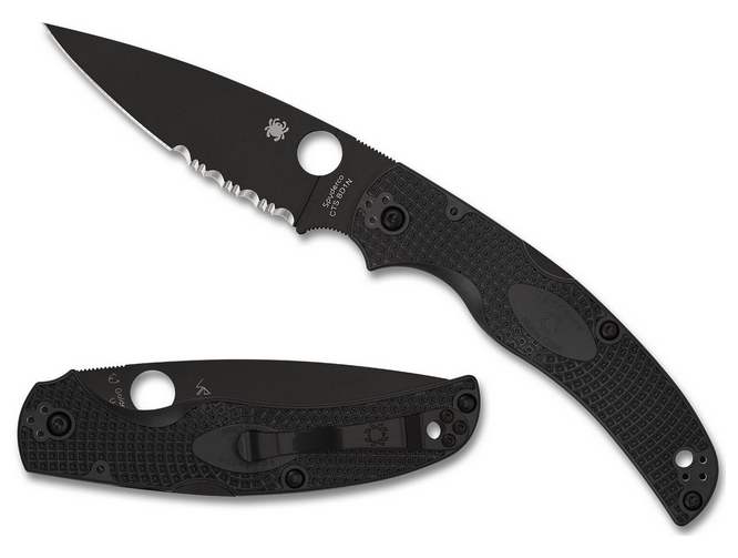 Spyderco Native Chief Folding Knife, CTS BD1N Black Partially Serrated, FRN Black, C244PSBBK