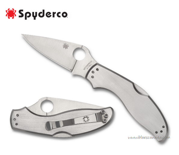 Spyderco Uptern Folding Knife, Stainless Handle, C261P