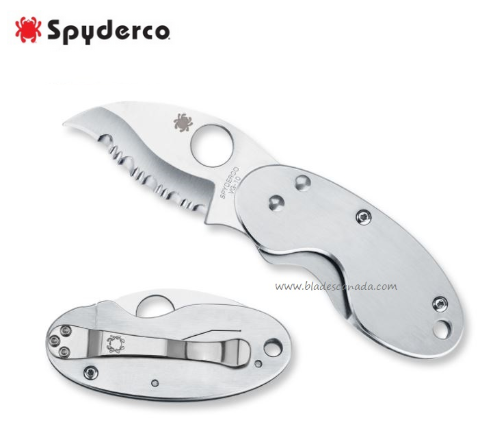 Spyderco Cricket Folding Knife, VG10 SpyderEdge, Stainless Handle, C29S - Click Image to Close