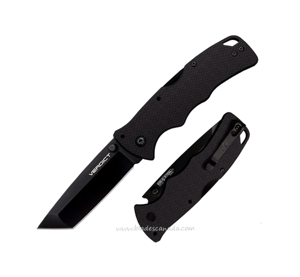 Cold Steel Verdict Folding Knife, AUS10A Black Tanto, G10 Black, FL-C3T10A