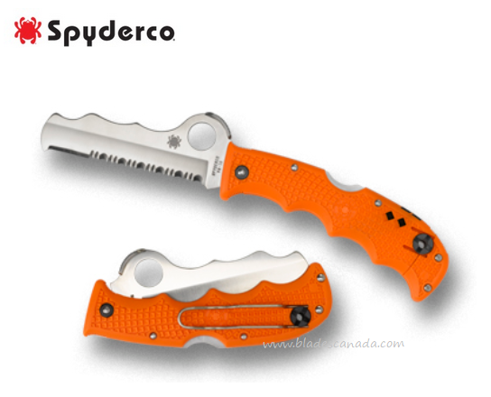 Spyderco Rescue Assist Folding Knife, VG10, FRN Orange, Glass Breaker, C79PSOR