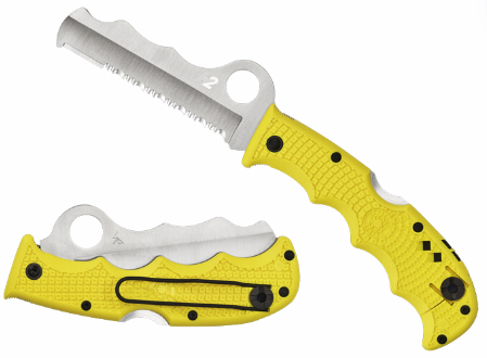 Spyderco Assist Folding Knife, H2 Steel, FRN Yellow, Glass Breaker, C79PSYL - Click Image to Close