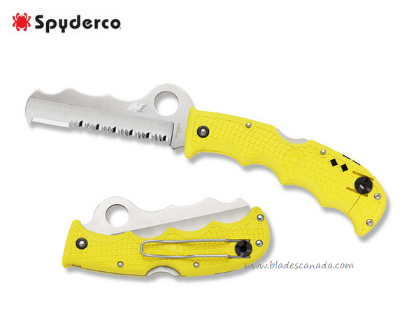 Spyderco Assist Folding Knife, H1 Steel, FRN Yellow, Glass Breaker, C79PSYL