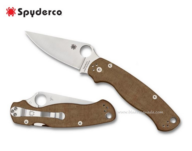 Spyderco Para Military 2 Folding Knife, CruWear, Micarta, Compression Lock, C81MPCW2
