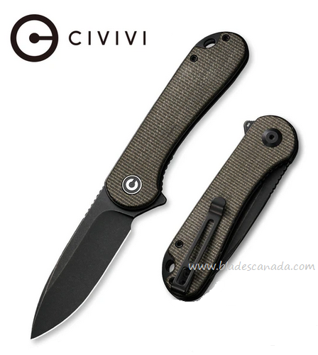 Civivi Elementum Flipper Folding Knife, D2 Black, Micarta Green, C907Z
