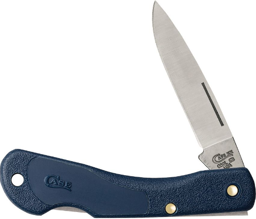 Case Mini Blackhorn Lightweight Lockback Folding Knife, Stainless, Blue Handle, 02392