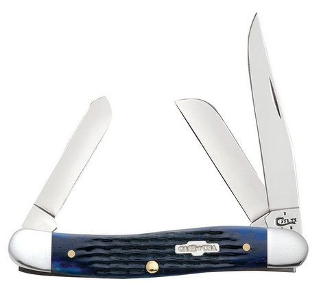 Case Medium Stockman Slipjoint Folding Knife, Stainless, Jig Blue Bone, 02801