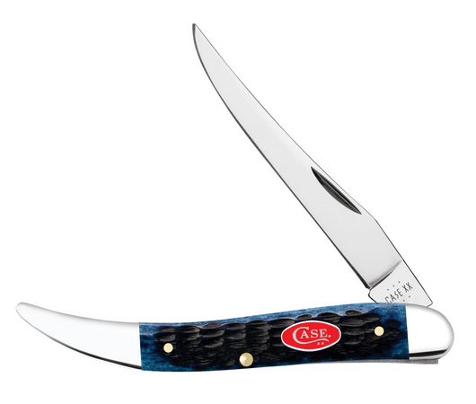 Case Medium Texas Toothpick Slipjoint Folding Knife, Stainless, Rogers Jig Navy Blue Bone, 06892