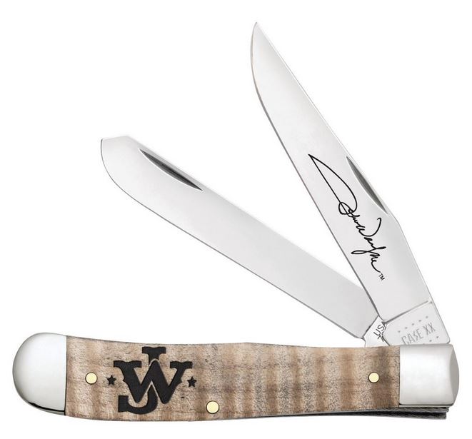 Case John Wayne Trapper Slipjoint Folding Knife, Curly Maple, 10708