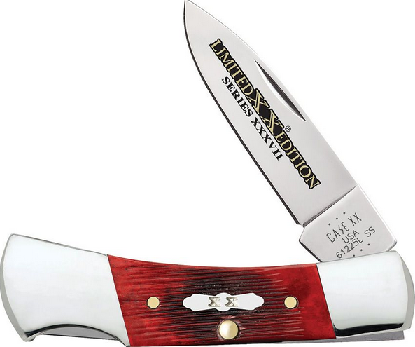 Case Stockman LE XXXVII Ltd Edition Lockback Folding Knife, Stainless Steel, Bone Red Barboard Jigged, 12211