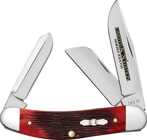 Case Bose Sowbelly LE XXXVII Ltd Edition Slipjoint Folding Knife, Stainless Steel, Bone Red Barnboard Jigged, 12212