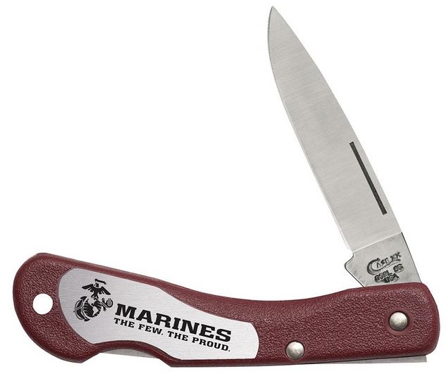 Case Mini Blackhorn USMC Folding Knife, Synthetic Red, 13184