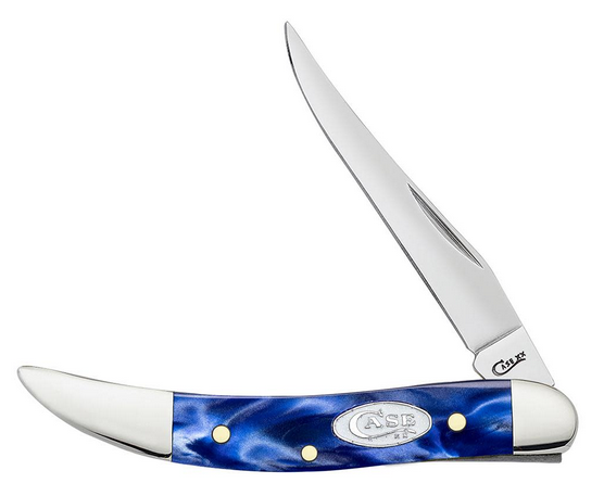 Case Small Texas Toothpick Slipjoint Folding Knife, Stainless Steel, Blue Pearl Kirinite, 23437