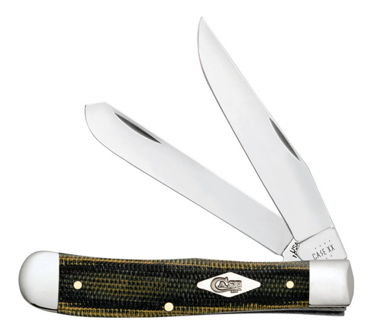 Case Trapper Slipjoint Folding Knife, Stainless, Micarta Black/Green, 23470