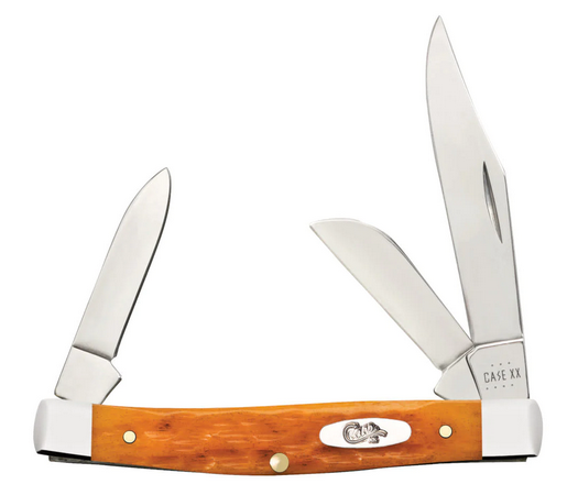 Case Medium Stockman Slipjoint Folding Knife, Stainless, Peach Seed Jig Persimmon Orange Bone, 26562