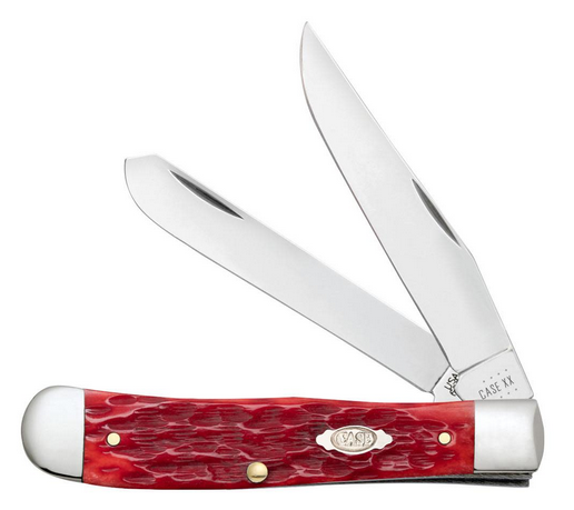 Case Trapper Slipjoint Folding Knife, Stainless, Peach Seed Jig Dark Red Bone, 31957