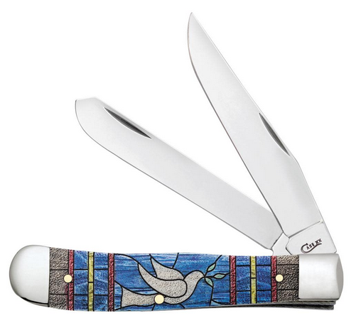 Case Trapper Slipjoint Folding Knife, Stainless, Natural Bone Stained Glass, 38715