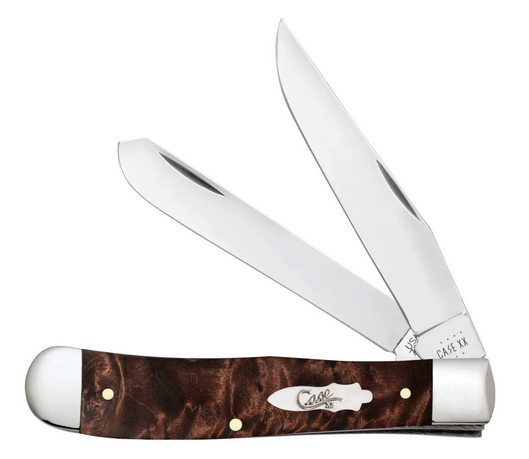 Case Trapper Slipjoint Folding Knife, Stainless, Maple Burl Wood, 64060