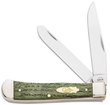Case Smooth Trapper Slipjoint Folding Knife, Stainless, Kelly Green Curly Oak, 64070