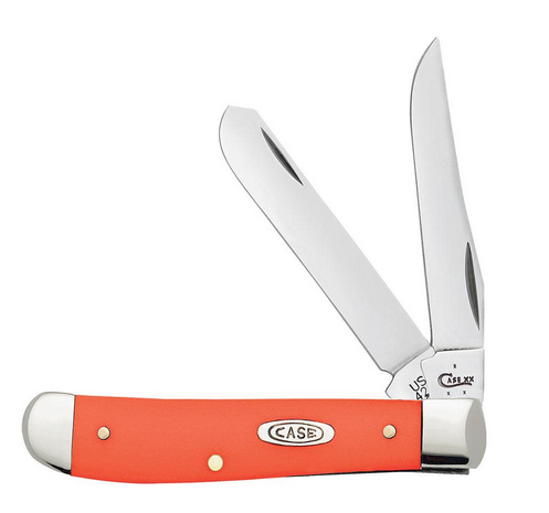 Case Mini Trapper Slipjoint Folding Knife, Stainless, Synthetic Orange, 80505