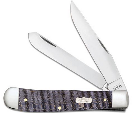 Case Smooth Trapper Slipjoint Folding Knife, Stainless, Purple Curly Maple, 80540