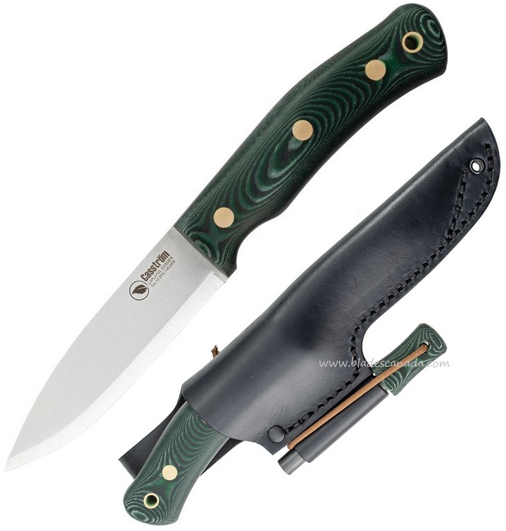 Casstrom No.10 SFK Fixed Blade Knife, 14C28N, Micarta Green, Fire Steel, 13127