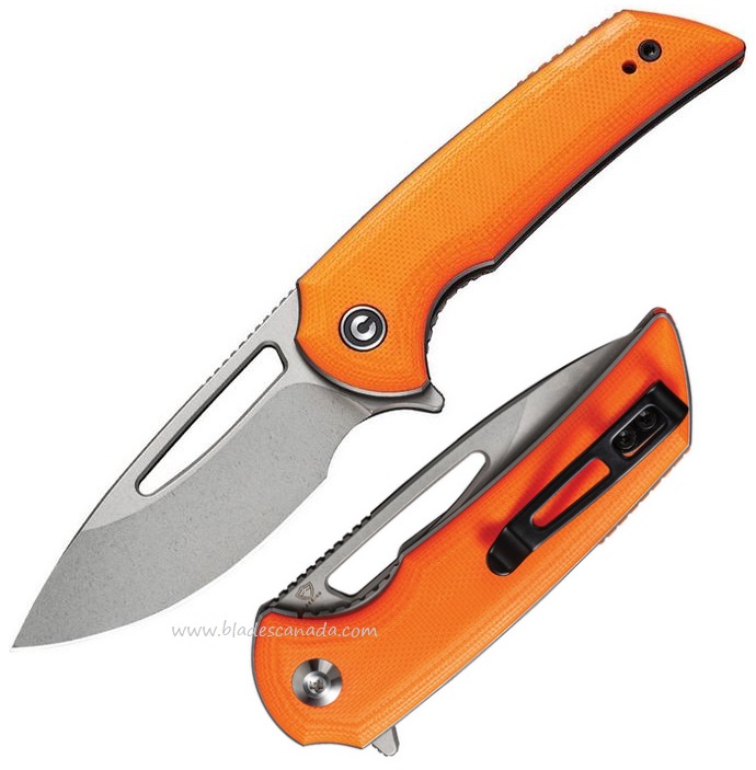 CIVIVI Odium Flipper Folding Knife, D2, G10 Orange, 2010B - Click Image to Close