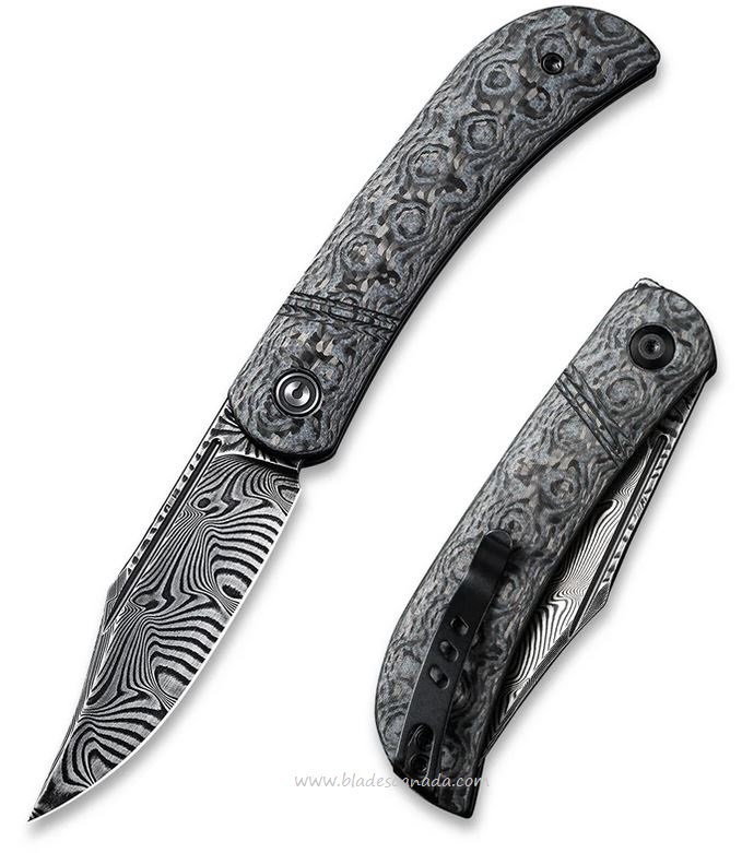 CIVIVI Appalachian Drifter Slipjoint Folding Knife, Damascus, Carbon Fiber, 2015DS1
