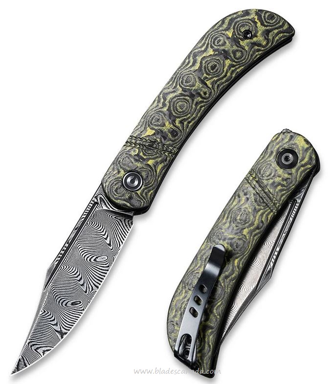CIVIVI Appalachian Drifter Slipjoint Folding Knife, Damascus, G10/Carbon Fiber, 2015DS3