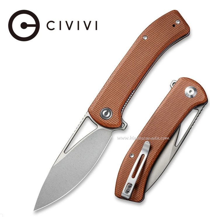 CIVIVI Riffle Flipper Folding Knife, 14C28N, Micarta, 2024A - Click Image to Close