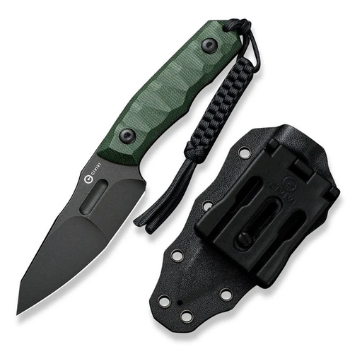 CIVIVI Propugnator Fixed Blade Knife, D2 Black, Micarta Black, Kydex Sheath, C23002-2