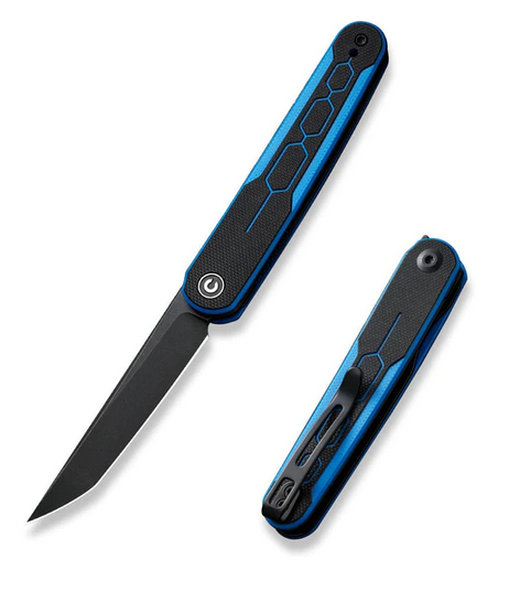CIVIVI KwaiQ Flipper Folding Knife, Nitro-V Black SW, G10 Blue/Black, C23015-3