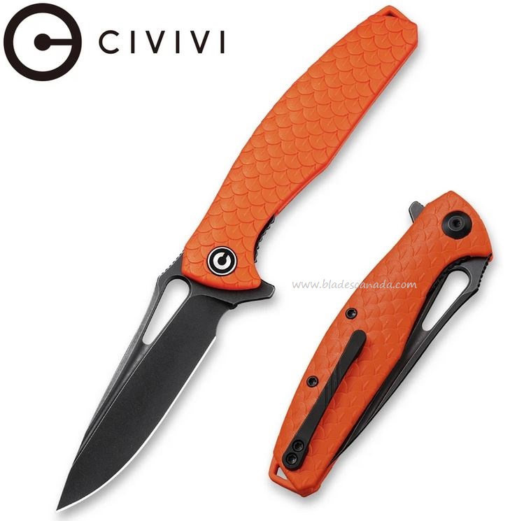 CIVIVI Wyvern Flipper Folding Knife, D2 Steel, FRN Orange, C902G - Click Image to Close