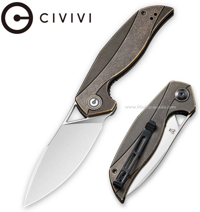 CIVIVI Anthropos Flipper Folding Knife, 154CM, Brass Handle, 903D - Click Image to Close