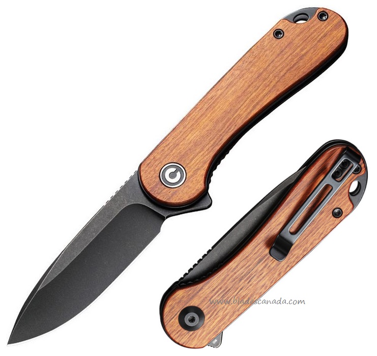 CIVIVI Elementum Flipper Folding Knife, D2, Wood Handle, 907U - Click Image to Close