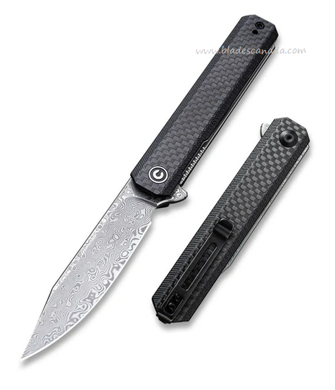 CIVIVI Chronic Flipper Folding Knife, Damascus, G10/Carbon Fiber, 917DS - Click Image to Close