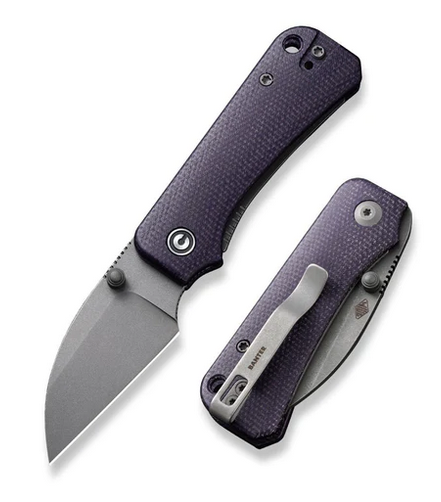 CIVIVI Baby Banter Folding Knife, Nitro-V SW Wharncliffe, Micarta Purple, C19068SC-2