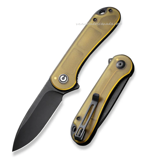 CIVIVI Elementum Flipper Folding Knife, D2 Black, Ultem Handle, 907A-5