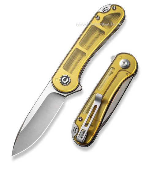CIVIVI Elementum Flipper Folding Knife, D2 Satin, Ultem Handle, 907A-4