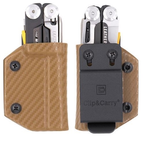 Clip & Carry Leatherman Signal Sheath, Brown Kydex with CF Pattern, CLP069