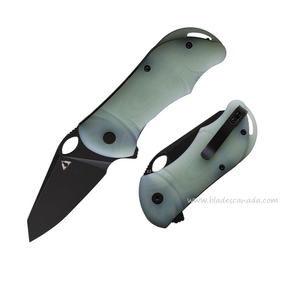 CMB Made Hippo Flipper Folding Knife, D2 Black SW, G10 Jade, CMB05J