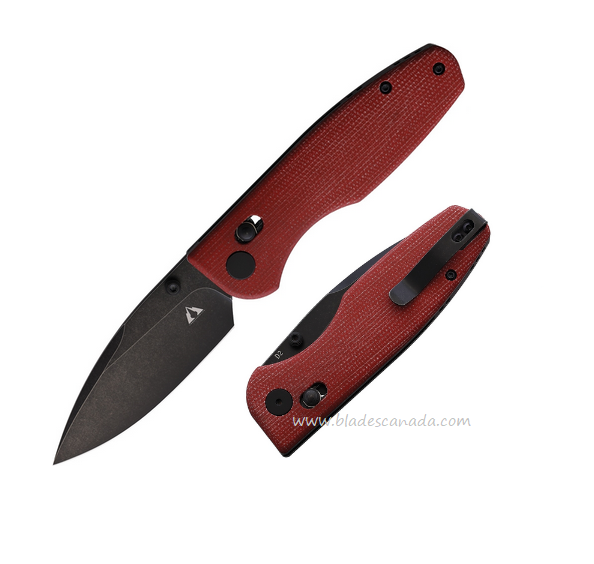 CMB Made Predator Folding Knife, D2 Black SW, Micarta Red, CMB08RB