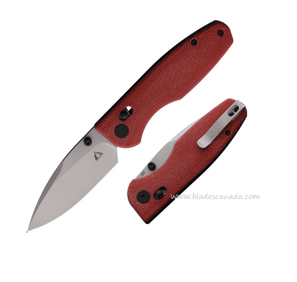 CMB Made Predator Folding Knife, D2 Sandblast, Micarta Red, CMB08RW