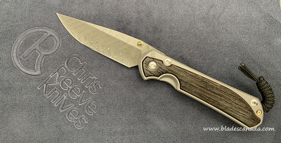 Chris Reeve Large Sebenza 31 Framelock Knife, Boomerang Damascus, Bog Oak
