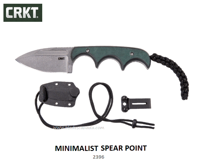 CRKT Minimalist Fixed Blade Knife, Spear Point SW, Resin/Fiber Green, CRKT2396