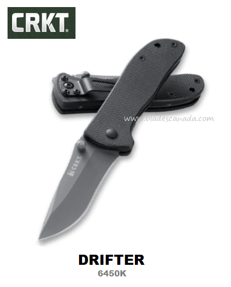 CRKT Drifter Framelock Folding Knife, G10 Black, 6450K